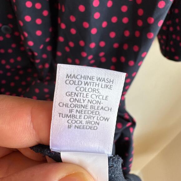 J. Jill Wearever Knit Shirt Dress Navy Blue Red Polka Dot Women's Size Plus 2X - Picture 6 of 11